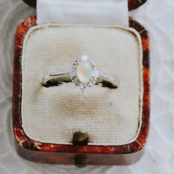 Sterling Silver Genuine Opal Ring for Her Natural Gemstone Ring Adjustable - Picture 4 of 7